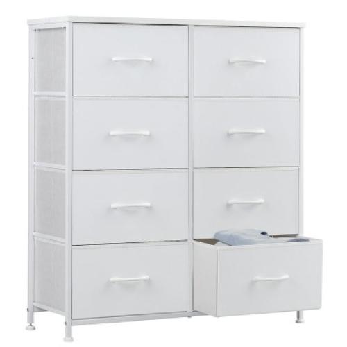 Size 8 Drawers Color white   Dresser with Charging Station, White Dresser for Bedroom with LED Lights, Modern Chest of Drawers for Closet, Double Wide Dressers Organizer for Bedroom, Living Room, Entryway