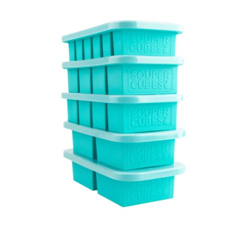 Souper Cubes Silicone Freezer Storage Tray, 5-pack Cyan