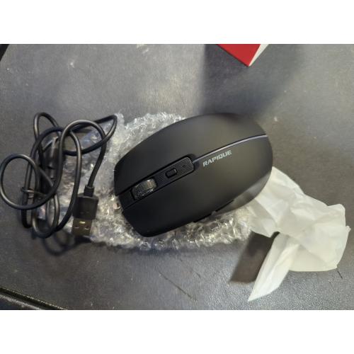 Black Bluetooth Wireless Mouse - (BT1/BT2 USB) Tri-Mode High Performance, Rechargeable, Quiet Click, Multi-Device Compatibility for Laptop, Computer, MacBook, Tablet, PC (Black)