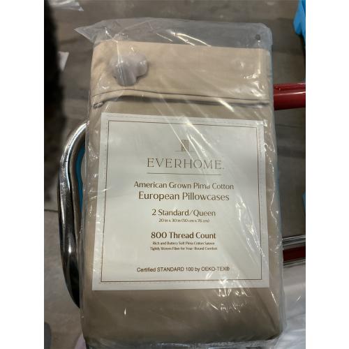 Everhome PimaCott Sateen 800-Thread-Count Standard Pillowcases in Peyote (Set of 2)