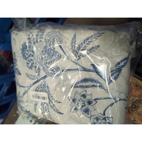 jinchan Pinch Pleated Curtains Blackout Floral Curtains for Bedroom Printed Flower Black Out Drapes, 96 Inches Long Curtain, Back Tab Blue Window Curtain Drapes with Hooks Set 2 Panels