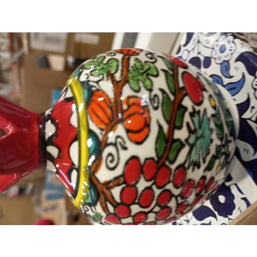 Pomegranate Armenian Ceramic Vase for Flowers Red Decor Israel Ceramic Jewish Home Blessing. Judaica Gifts for tthe Home.