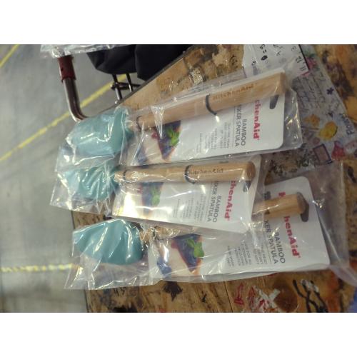 3Pack KitchenAid Bamboo Handle Mixer Spatula Aqua Sky