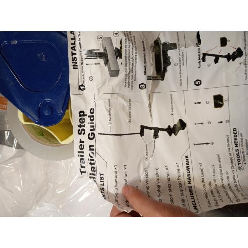 Boat Trailer Steps, Heavy-Duty Trailer Tongue Steps with Safety Grab Handle, Fits 3 x 3 & 3 x 5, 450lbs Capacity (4 Step, Standard Tread)