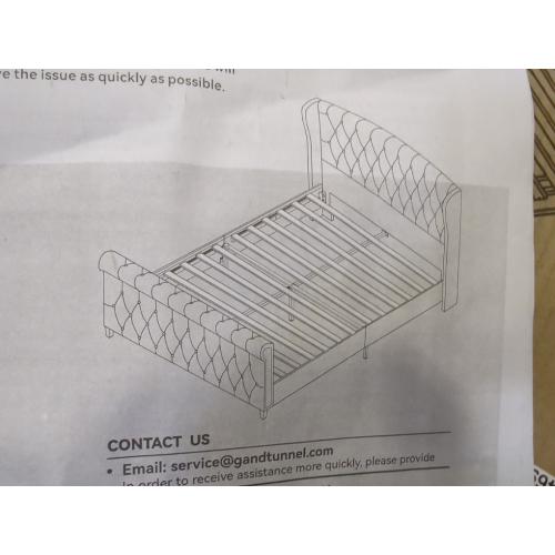 White Queen Curled Bed Frame Diamond Pattern