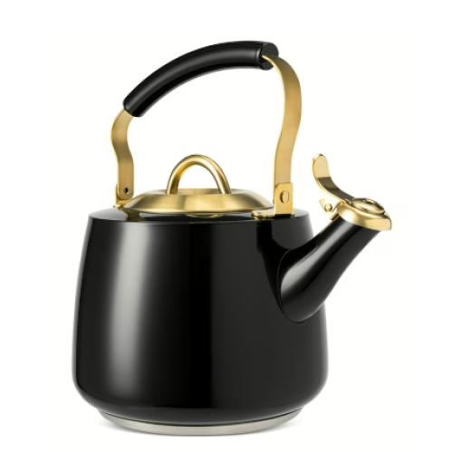 Thyme & Table Stainless Steel Stovetop Tea Kettle - Black & Gold