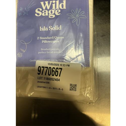 Wild Sage Brushed Cotton Percale 300-Thread-Count Standard/Queen Pillowcase in Coconut Milk