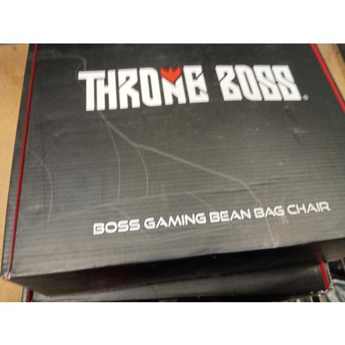 Throne Boss Gaming Bean Bag Chair Cover for Kids with High Back, Black – Floor Gaming Chair Cover, Easy to Clean Fabric, Large Side Pockets, Headphone Hanger, Requires 200 Liters Polystyrene Beans