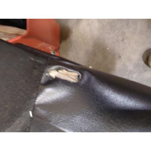 BLACK PU Rolled Arm Chesterfield Three Seater Sofa.