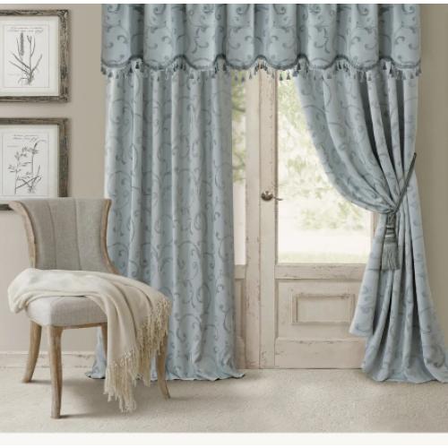 Elrene Home Fashions Mia Swirl Print Jacquard Energy Saving Blackout Rod Pocket Back Tab Single Curtain Panel