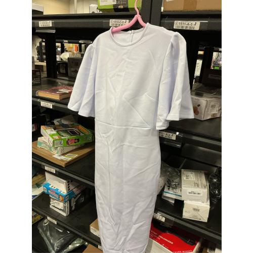 L Memoriesea Women's Basic Bodycon Ruffle Flared Short Sleeve Pencil Midi Dress