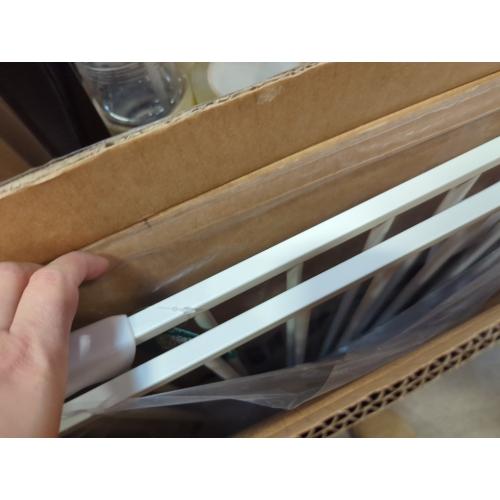 Babelio Baby Gate for Stairs, Kitchen & Doorways, 26-43 W 28 H No Bottom Bar| Easy Installation| One-Handed Operation| Auto-Close| Hardware Mount (Drill Needed) Safety Dog/Pet Gate Indoor (White)