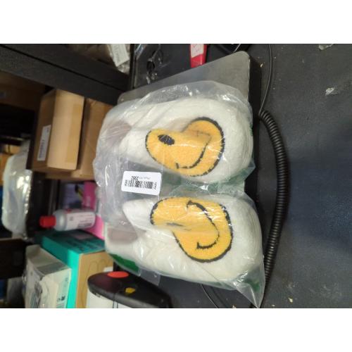 Bevaney Smile Face Slippers for Women - Soft Plush Retro Preppy Slip-on Comfortable Indoor/Outdoor Shoes (yellow size 8.5 - 9)