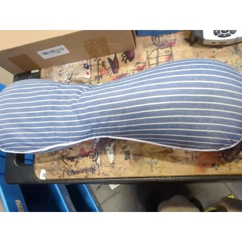 Buckwheat Neck Pillow for Sleeping, Firm Buckwheat Hulls Filling Bone Pillow, Comfortable Neck Support for Neck Pain Relief, Cervical Roll Pillow for Back Sleeping, Blue 19X7