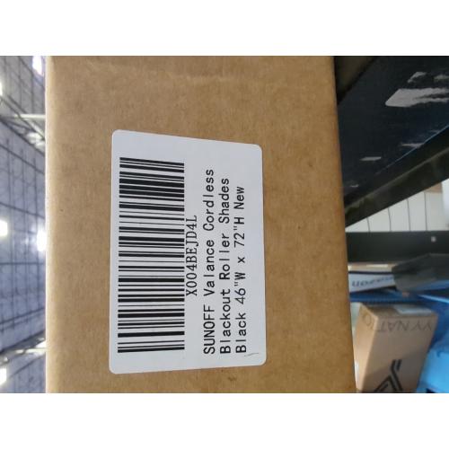 Cordless Blackout Roller Shades Blinds for Windows Free-Stop,Pull Down Room Darkening with Valance,Thermal Insulated Woven Fabric Window Door Blinds for Home,Office,Black 46 W x 72 L