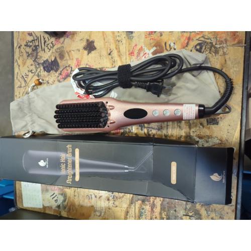 Enhanced Hair Straightener Heat Brush by MiroPure, 2-in-1 Ceramic Ionic Straightening Brush, Hot Comb with Anti-Scald Feature, Auto Temperature Lock & Auto-Off Function (Pink) 4 Piece Set