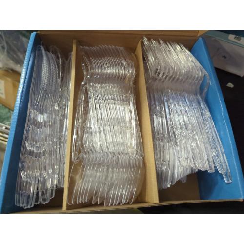 Amazon Basics Disposable Clear Assorted Cutlery Set, Premium Quality, 192 Count, Large Combo Pack Forks, Spoon and Knives