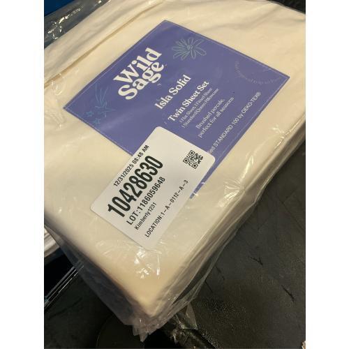 Wild Sage Brushed Cotton Percale 300-Thread-Count Twin Sheet Set in Coconut Milk