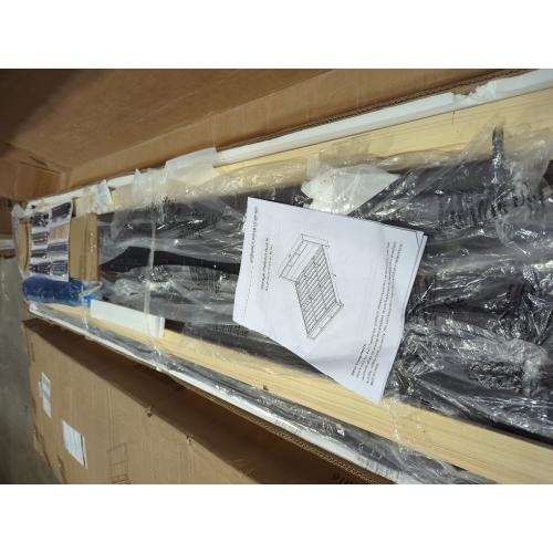 Sherell King Bed Frame Black with Bookcase Storage Headboard and Footboard, LED Lights, Charging Station