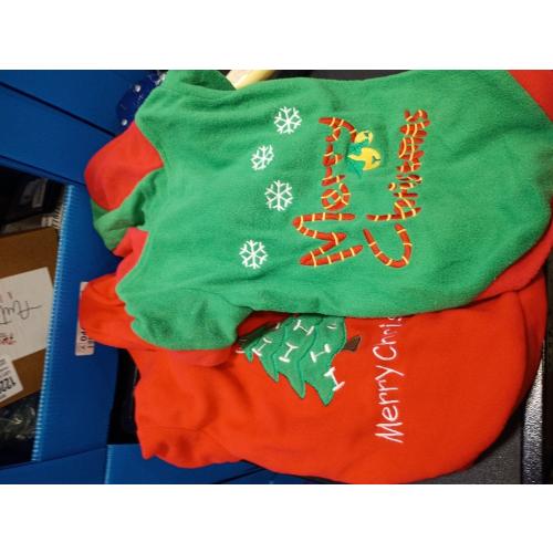HYLYUN Puppy Christmas Outfit 2 Packs - Small Dog Christmas Outfits Pet Santa Claus Suit Dog Hoodies for Small Dogs and Cats L