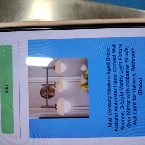 Mid-Century Modern Natural Alabaster Hand-Carved Wall Sconce, 3-Light Vanity Light Fixture Over Mirror with Alabaster Shade, Wall Light for Hallway, Bathroom ( SEE THE PICTURES FOR THE COLOR)