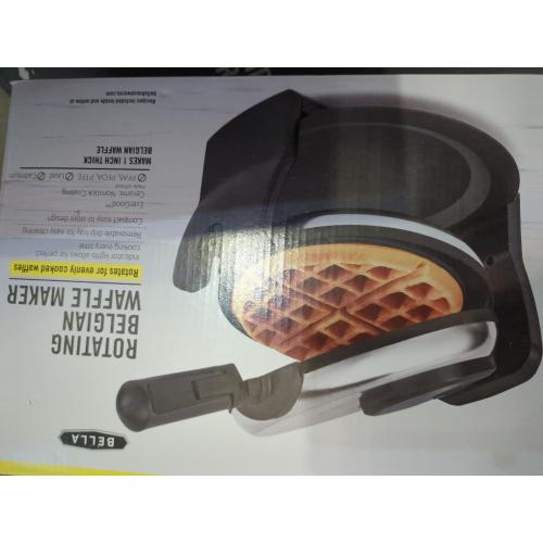 Black and Silver Bella - Nonstick Rotating Belgian Waffle Maker - Stainless Steel