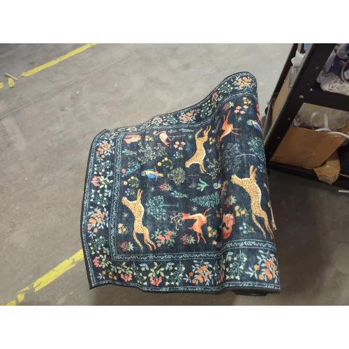 Black Animal Print DUKINO Rectangle Rug for Hallway, Washable Kitchen Runner Rug with Non Slip Backing, Soft Low Pile Vintage Animal Runner for Bedroom, Kitchen, Hallway, Entryway, Laundry, Black