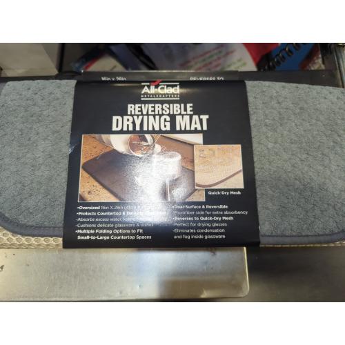 All-Clad Premium Reversible Dish Drying Mat for Kitchen: 16 x 28 Ultra-Absorbent, Long-Lasting, No Condensation, and Oversized for Large Pots and Pans - 2 Pack, Pewter