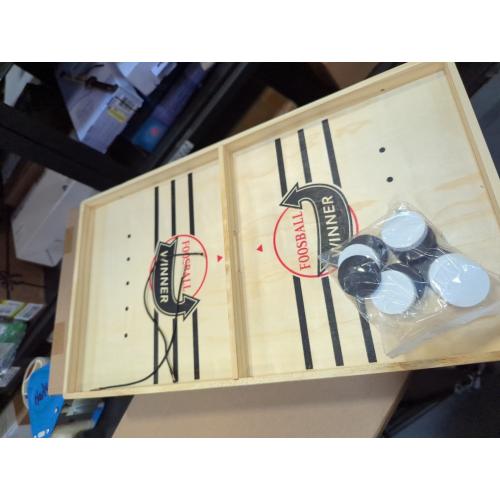 Fast Sling Puck Game - Wooden Hockey Table Board Game with Spare Parts | Indoor 2 Player Tabletop Fast-Paced Slingshot Battle for Adults, Kids & Family Night or Friends Party | Large Size