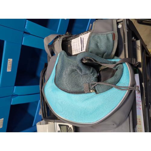 Size Large Grey and Cyan YUDODO Pet Sling Carrier for Small Dogs & Cats – Hands-Free Puppy Carrier with Safety Hook, Large Zipper Pocket, Soft Breathable Mesh, Adjustable Strap & Reflective Strip (Cyan 1.0 L)