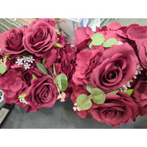 Flower Wedding Centrepieces for Tables: 10 Pcs Burgundy Artificial Flowers Roses Balls  for Centerpiece Fake Silk Rose Arrangements Weddings Reception Birthday Party Decoration