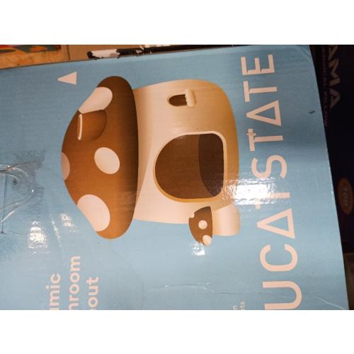 BUCATSTATE Hamster Hideout Ceramic, Mushroom Shape Hamster House and Habitats Cool Bed Ideal for All Season Dwarf Hamster Gerbil Mice Golden Bear (Brown-Large)