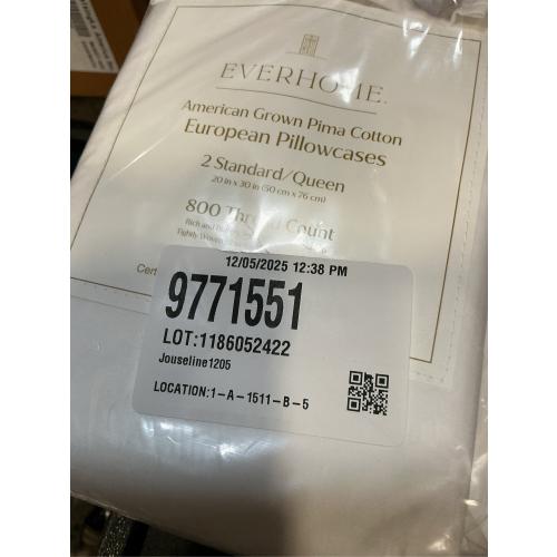Everhome PimaCott Sateen 800-Thread-Count Standard Pillowcases in White (Set of 2)