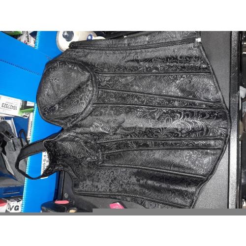 ADELCE Women's Lace up Gothic Jacquard Shoulder Straps Tank Overbust Shaper Corset Bustiers Top Medium