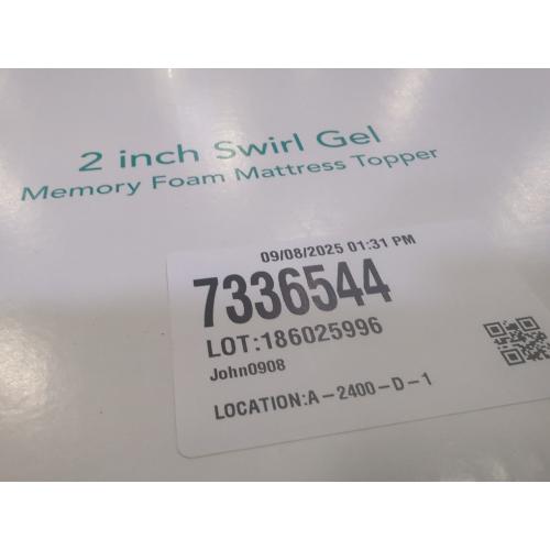 Size twin Color White Therapedic - 2 Inch Swirl Gel Memory Foam Mattress Topper TWIN 75 L x 39 W.