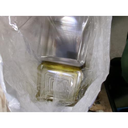 EchoDone 50 Set Clear Plastic Mini Cupcake Boxes Muffin Square Mooncake Box Single Container Wedding Birthday Gift Box (Gold)