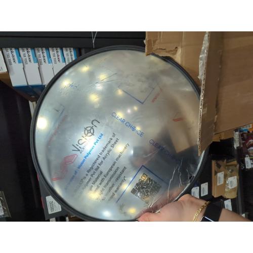 12” Acrylic Indoor Convex Mirror With Plastic Back, Round Indoor Security Mirror for the Garage Blind Spot, Store Safety, Warehouse Side View, Wall Mirror for Personal or Office Use - Vision Metalizers,Black