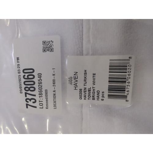 Bright White Hand Towels 6 Pack Haven Turkish Cotton Hand Towel in Bright White