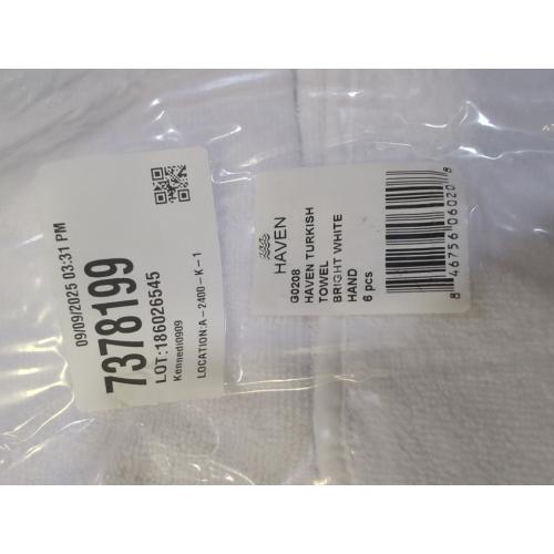 Bright White Hand Towels 6 Pack Haven Turkish Cotton Hand Towel in Bright White