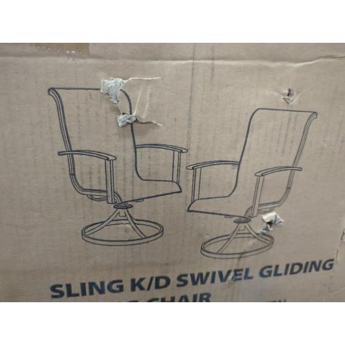 Set of 2 Sling K/D Swivel Gliding Dining Chair Black