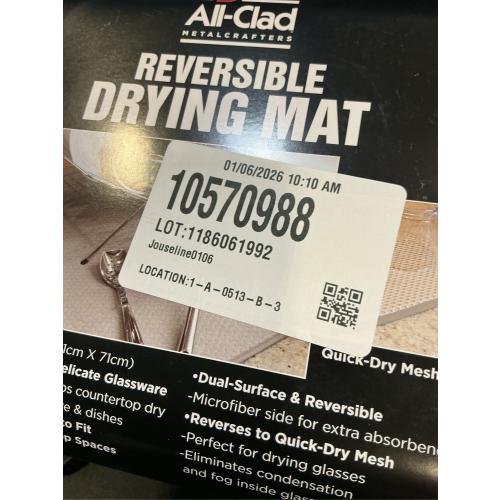 All-Clad Premium Reversible Dish Drying Mat for Kitchen: 16 x 28 Ultra-Absorbent, Long-Lasting, No Condensation, and Oversized for Large Pots and Pans - 1 Pack, Titanium