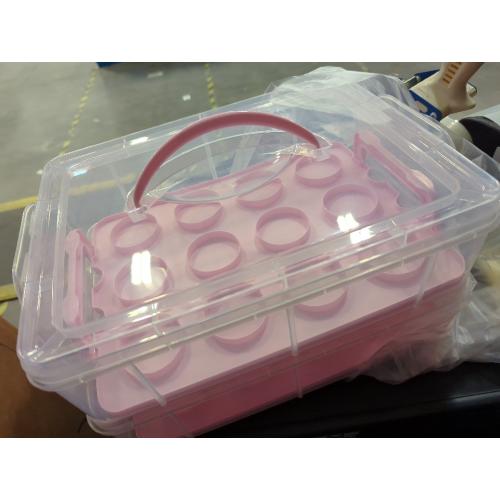 Transport Multi-layer Cupcake Carrier Box Handle for Muffins Desserts Food-grade for Parties and Events Storage