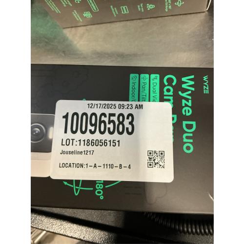 WYZE Duo Cam Pan Indoor/Outdoor IP65 2K 360° Pan/Tilt Smart Home Security Camera with Color Night Vision, Compatible with Alexa & Google Assistant, White