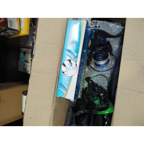 Fishing Rod, 2PCS Telescopic Fishing Rod and Reel Combo with Fishing Pliers and Lip Gripper, Pre-Loaded Spinning Reel Combo, Fishing Pole with Carrier Bag Fishing Gear