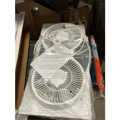 9 in. 3-Speed Expandable Reversible Twin Window Fan with Remote Control and Removable Cover and Bug Screen