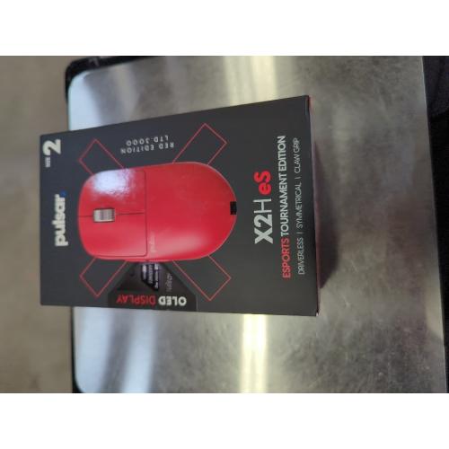 Pulsar Gaming Gears - X2H eS Wireless Gaming Mouse, Limited Edition, Symmetrical, Optical Switch, OLED Display, Driverless, PAW3395 Sensor, 100H Battery, 4K dongle Included (Medium, Red)