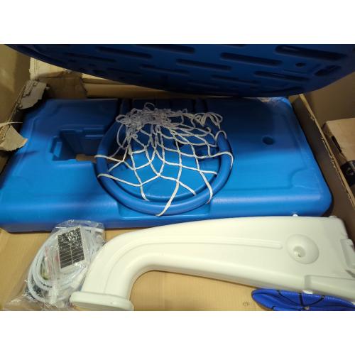 Blue LED Pool Basketball Hoop Poolside, Large Solar Powered Basketball Hoop for Pool, Swimming Pool Basketball Game Toys with Lengthen Sturdy Base for Kids Adults, Includes 2 Balls and Pump
