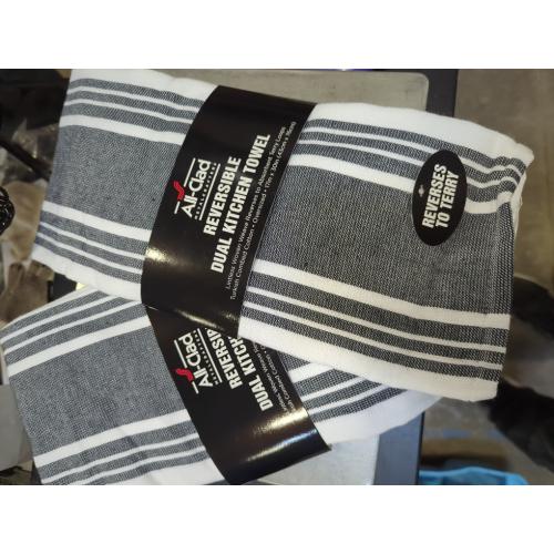 2pk All-Clad Striped Dual Kitchen Towel in Black