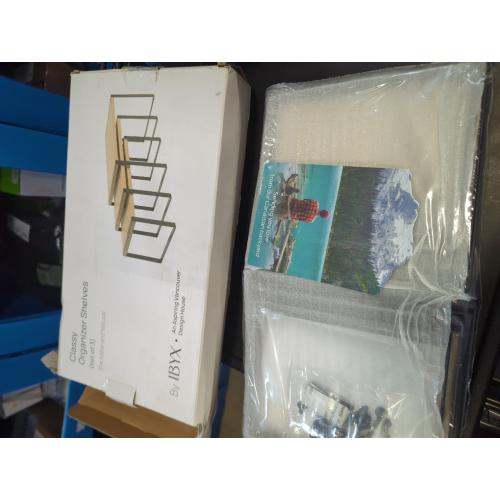 SONGMICS Cabinet Organizer Shelf, Set of 3 Kitchen Counter Shelves, Kitchen Storage, Spice Rack, Stackable, Expandable, Ink Black and Natural Beige UKCS014YL03