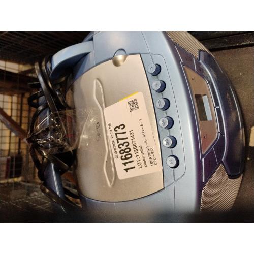 JENSEN CD-590-BL CD-590 1-Watt Portable Stereo CD and Cassette Player/Recorder with AM/FM Radio and Bluetooth (Blue)